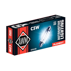 Лампа автомобильная C5W 12V 5W (SV8.5/8) AWM 410300015