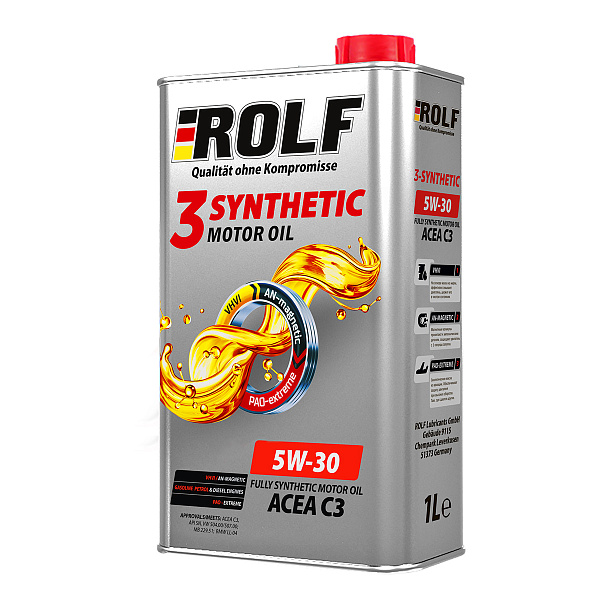 Моторное масло ROLF 3-SYNTHETIC AСЕА С3  5W-30  1 л. синт.