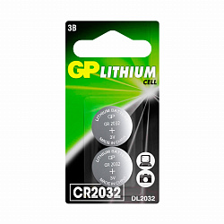 GP Элемент питания (литиевая дисковая батарейка)  Lithium CR2032-2CRU2 (2шт в уп.)
