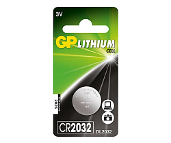GP Элемент питания (литиевая дисковая батарейка)  Lithium CR2032-2CRU1 (1шт в уп.)