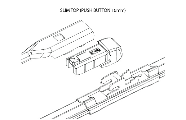 Адаптер щетки стеклоочистителя OSAWA KM-3 Slim Top с шириной 16 мм  2 шт.