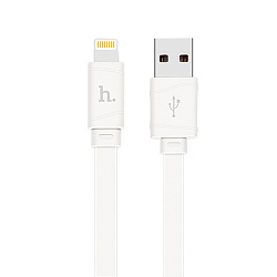 Кабель USB-Lightning 8-pin. плоский HOCO Bamboo X5 Белый  1 м.