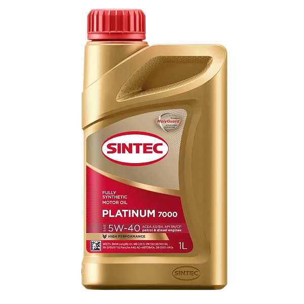 Моторное масло SINTEC Platinum 7000 A3/B4, SN/CF  5W-40  1 л. синт.