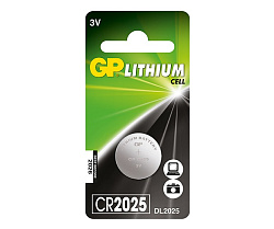 GP Элемент питания (литиевая дисковая батарейка)  Lithium CR2025-2CRU1 (1шт в уп.)         1 шт