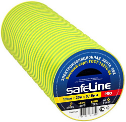 Изолента SafeLine PRO 19 мм/20 м. Желто-зеленый