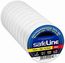 Изолента SafeLine PRO 15 мм/10 м. белый