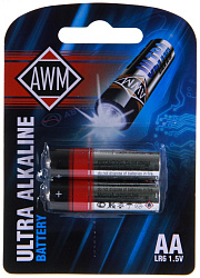 Пальчиковые щелочные батарейки AWM AA LR6 1,5 V блистер