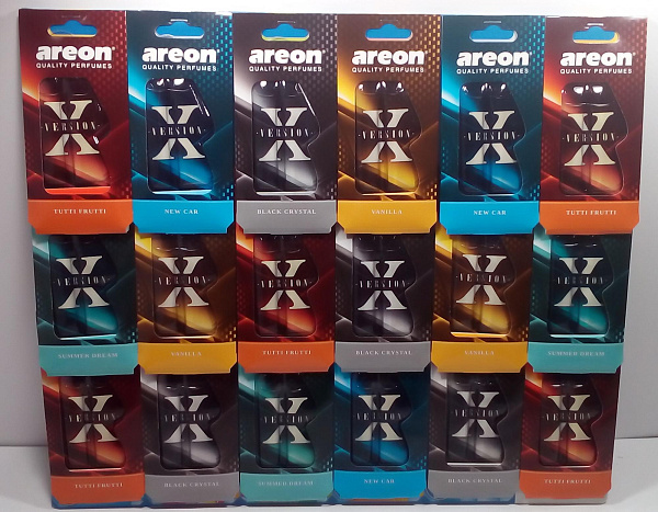 Ароматизатор подвесной Areon X VERSION REFRESHMENT LIQUID MIX ароматов, к-т 18 шт.