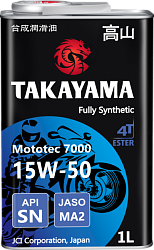 Моторное масло TAKAYAMA Mototec 7000 4Т  15W-50  1 л. синт.