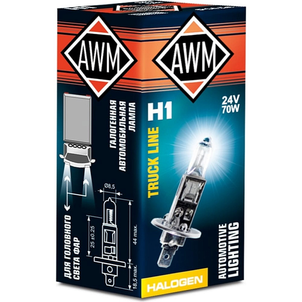 Лампа галогенная H1 24V 70W (P14.5s) AWM 410300016