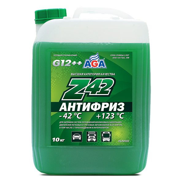 Антифриз готовый к применению AGA050Z Зеленый G12++  10 кг.