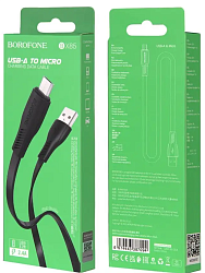 Кабель USB на Micro USB плоский BOROFONE BX85 Черный  1 м.