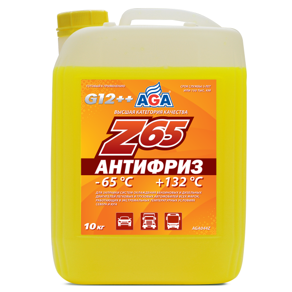 Антифриз G-12++ -65/+132°C желтый AGA044Z (готовый к применению)  10 кг.