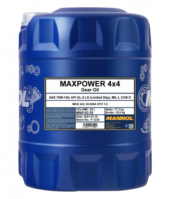 Трансмиссионное масло MANNOL Maxpower  75W-140 GL-5  20 л. синт.